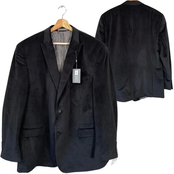 NWT Joe Joseph Abboud Men's 48R Polyester Black Sport Coat Blazer Dinner Jacket - Picture 1 of 15